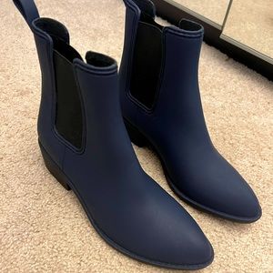 Navy blue Jeffrey Campbell rain boots, 6.5, 7